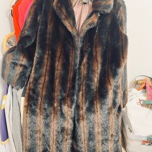 Elegant Faux Fur Trench Coat